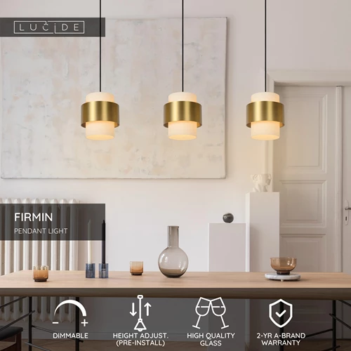 Lucide FIRMIN - Pendant light - 3xE27 - Matt Gold / Brass - USP